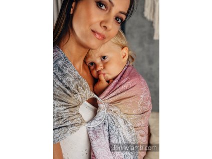 Ring Sling, Jacquard Weave (100% cotton), with gathered shoulder - WILD WINE - VINEYARD - standard 1.8m (Velikost 1_8_m)