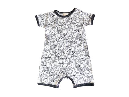 Dětský letní overal BAMBUS, kočičí piknik (Velikost 92)