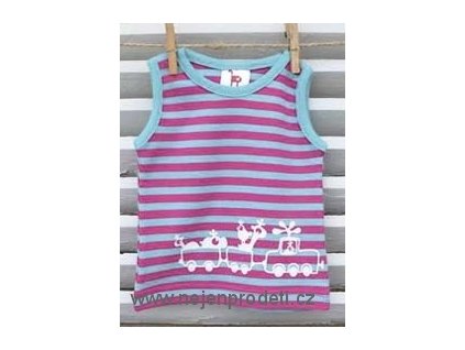 Tričko bez rukávů Kočičí ocásek - fuchsia/turquoise