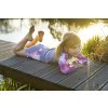 Unuo, Dětská funkční čepice s kšiltem UV 50+ Sun, Žíhaná Holubičí Šedá, Velryby holka (Velikost XS (42-44 cm))