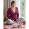 Těhotenské a kojicí pyžamo, dlouhé, cyklámen +šedý melír (Velikost S/M)