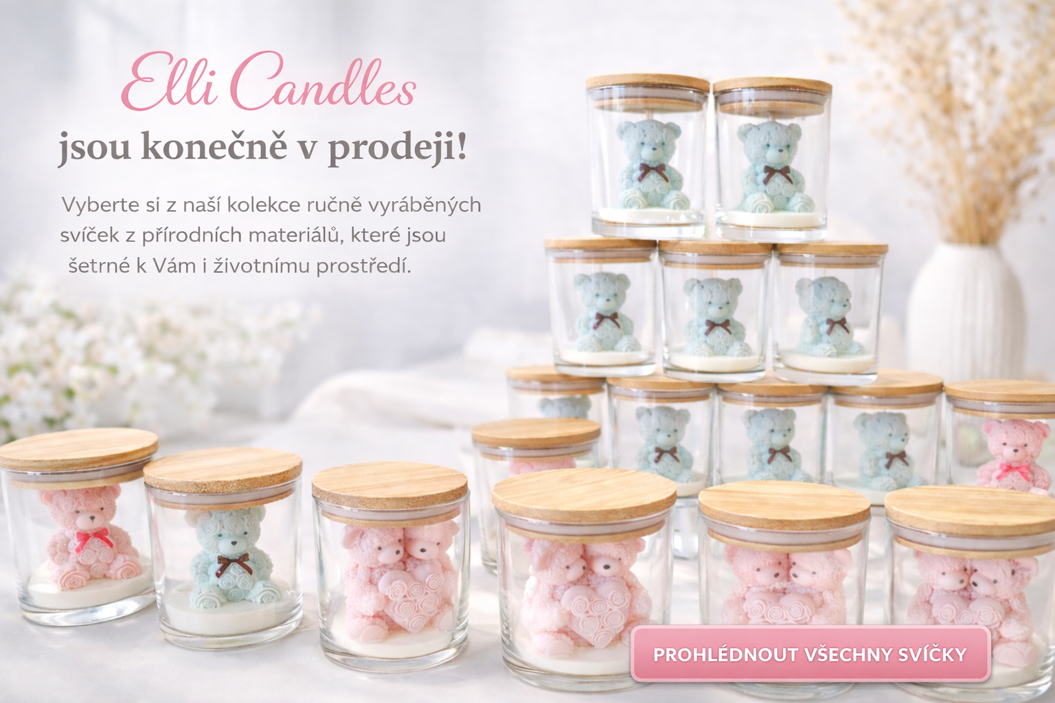 Ručně vyráběné sójové svíčky Ellie Candles s personalizací – originální dárek