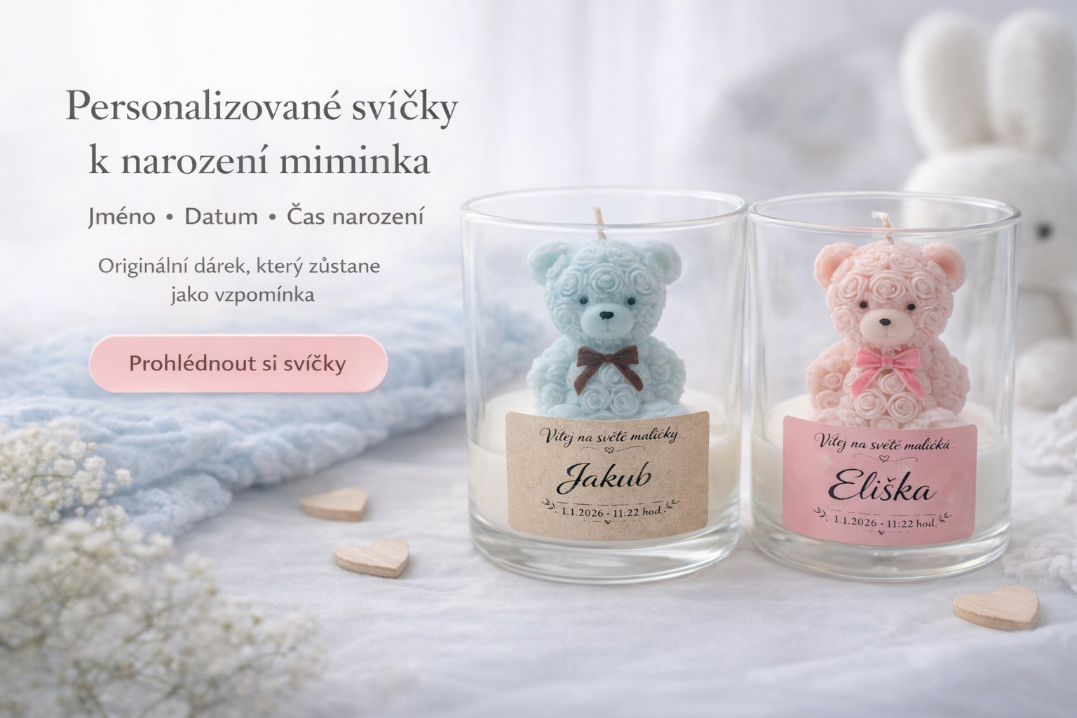 Personalizované svíčky se jménem miminka – originální dárek k narození dítěte