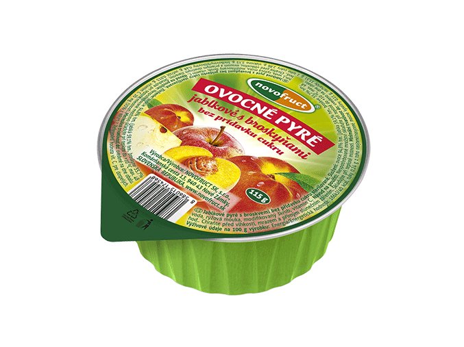 ovocne pyre jablkove s broskynami bez pridavku cukru al 115 g.1 l