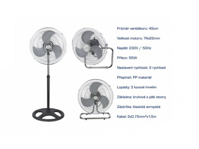 Cirkulační ventilátor 3v1, průměr 45cm