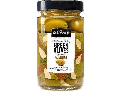 Olymp Green olives stuffed with almond 320ml nejkafe cz