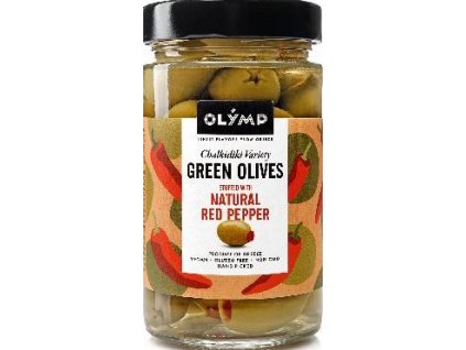 Olymp Green olives stuffed with paprika 320ml nejkafe cz