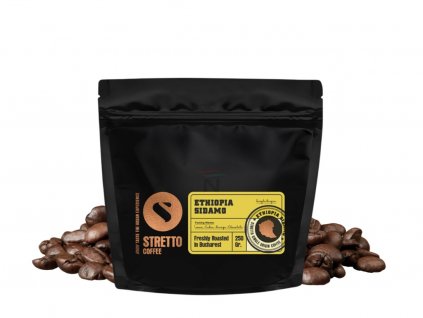stretto coffee ethiopia sidamo zrnkova kava 250g