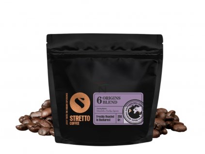 stretto coffee 6 origins blend zrnkova kava 250g