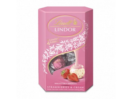 lindt lindor pralinky jahoda smetana 200g nejkafe cz