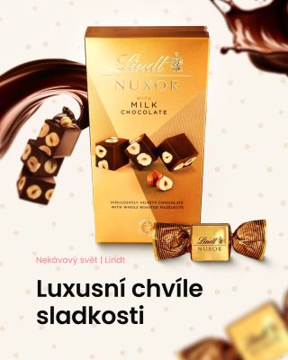 🍫 Lindt NUXOR Milk. Když se potká čokoláda a oříšky v dokonalé rovnováze. Jemná švýcarská mléčná čokoláda. Celé pražené...