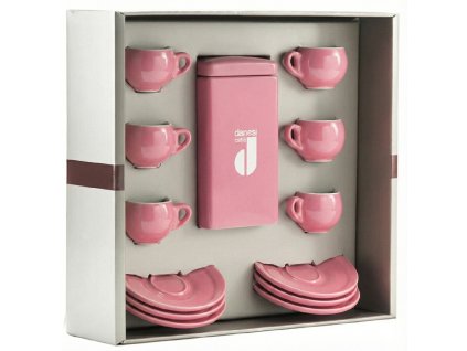 Danesi La Forma Gift Pack - Darkova Kazeta Kava 250g + 6 espresso šálků a 6 podšálků - růžová