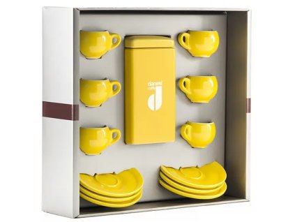 Danesi La Forma Gift Pack - Darkova Kazeta Kava 250g + 6 espresso šálků a 6 podšálků - žlutá