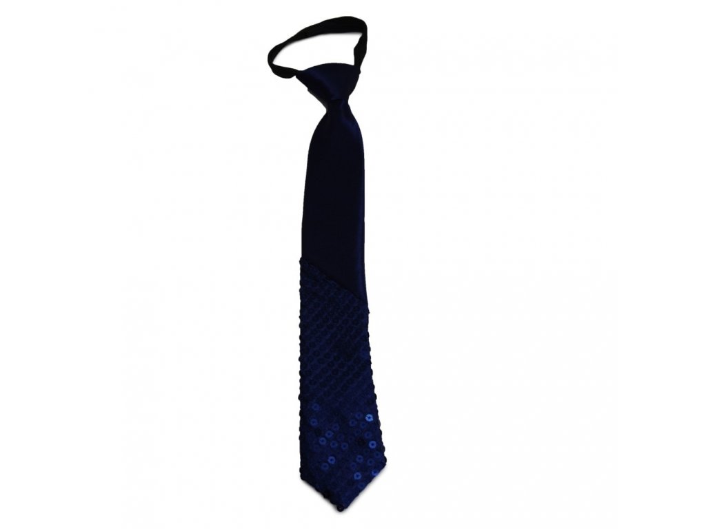 Dětská modrá kravata s lesklými kamínky