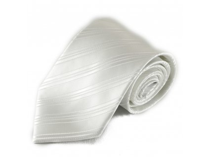 Bílá mikrovláknová kravata s lehkými pruhy
