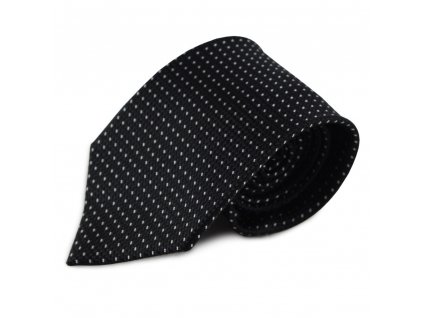 Černá hedvábná kravata s decentním bílým vzorkem