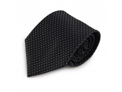 Černá mikrovláknová kravata s jemným vzorkem (bílá)