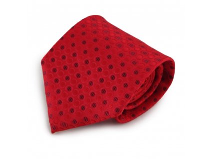 Červená mikrovláknová kravata s puntíkovaným vzorem