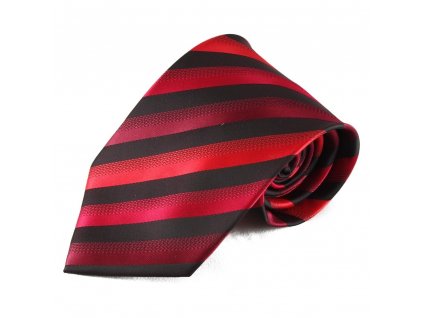 Mikrovláknová kravata s pruhy - červená a černá