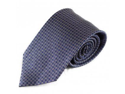 Modrá hedvábná kravata s křížovým vzorkem