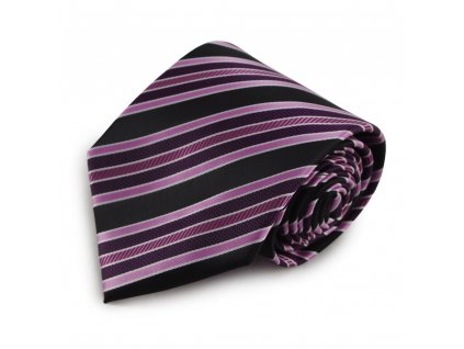 Proužkovaná mikrovláknová kravata (fialová, černá)
