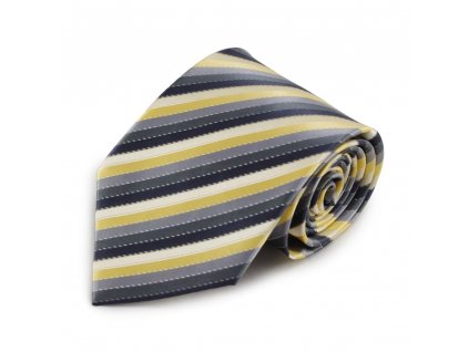 Proužkovaná mikrovláknová kravata (šedá, žlutá)