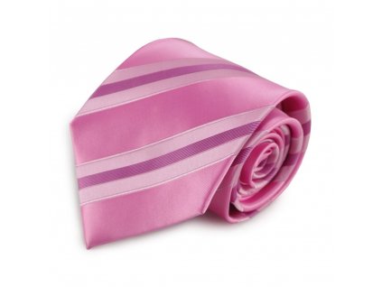 Růžová proužkovaná mikrovláknová kravata