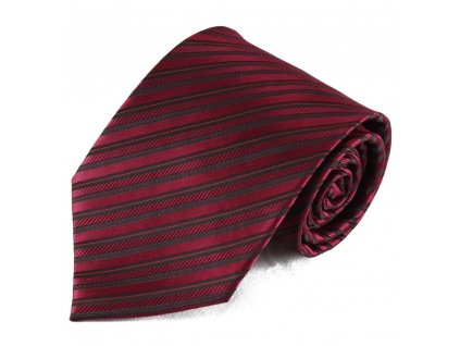 Výrazná červená pruhovaná mikrovláknová kravata