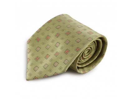 Zelená mikrovláknová kravata s kostičkovým vzorem