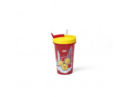 LEGO ICONIC Girl kelímek s brčkem 500 ml - žlutá/červená