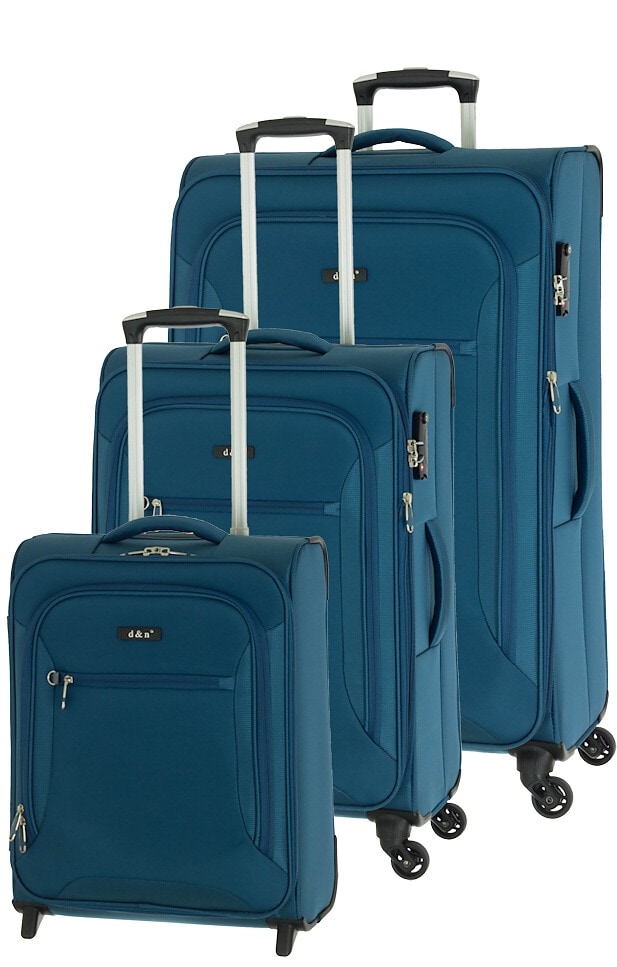 Cestovní kufry set 3ks d&n S,M,L 6404-16 186 L petrolejová