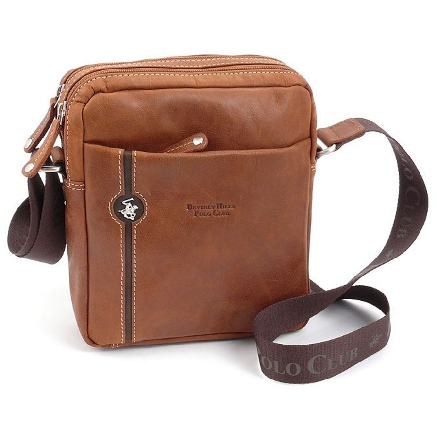 Beverly Hills Polo Club Taška crossbody kožená BHPC Explore M+ BH-382-75 3 L tabáková