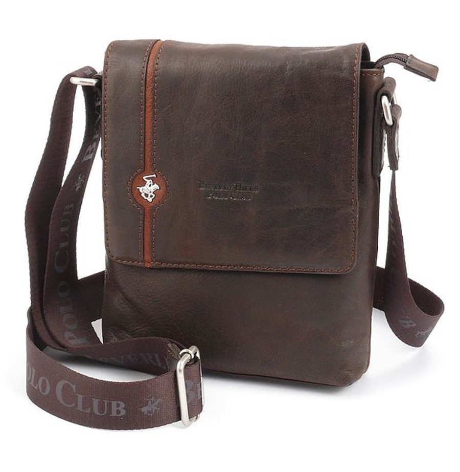 Beverly Hills Polo Club Taška crossbody kožená BHPC Explore M BH-383-25 2 L hnědá