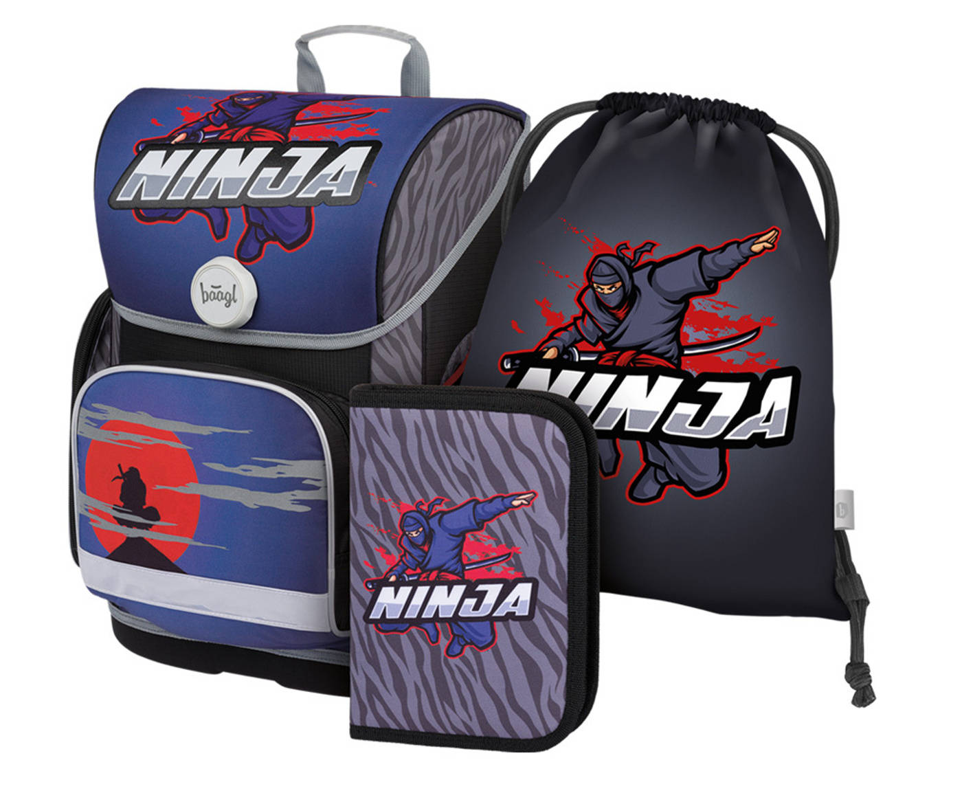 Baagl Školní set Ergo Ninja A-31701 19 L šedá