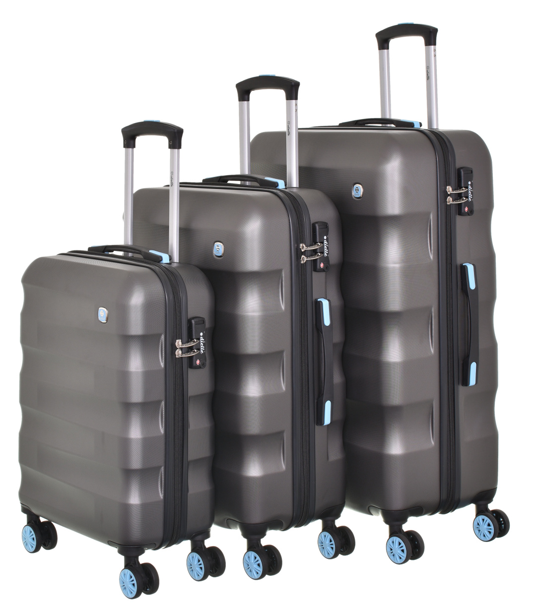 Cestovní kufry set 3ks Dielle Wave 4W S,M,L 150-23 169 L antracitová