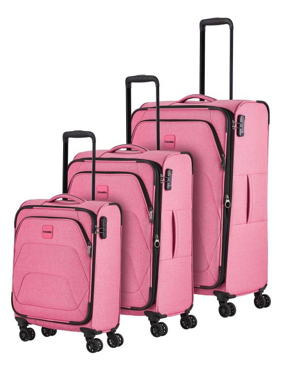 Cestovní kufry set 3ks Travelite ADRIA S,M,L 80240-14 184 L růžová