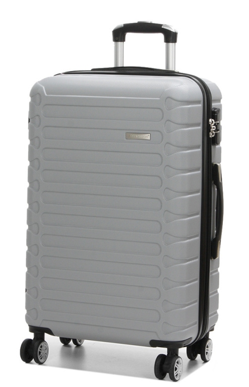 Cestovní kufr MADISSON Stripes 4W ABS M 38303-67-13 66 L stříbrná