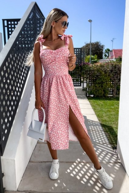 Květované šaty Corinne light pink