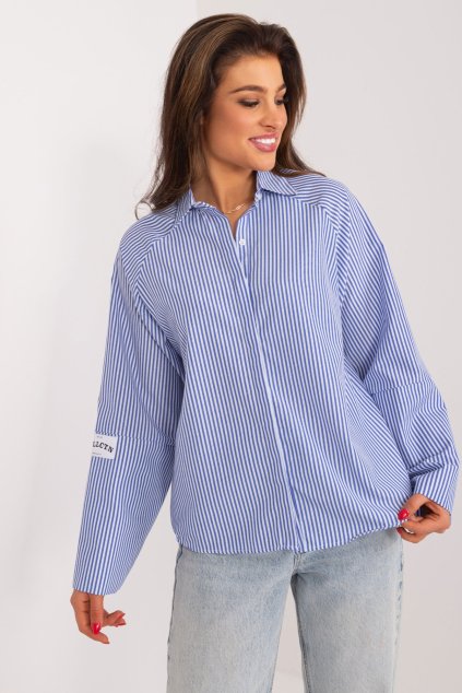 Modrobílá dámská košile s límečkem