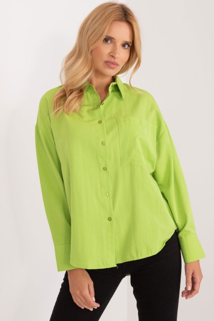 Limetkově zelená košile oversize s knoflíky na zádech