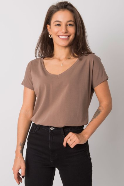 Dámské tričko s výstřihem Ariel mocca