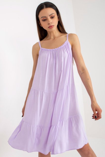 Letní šaty volného střihu světle fialové