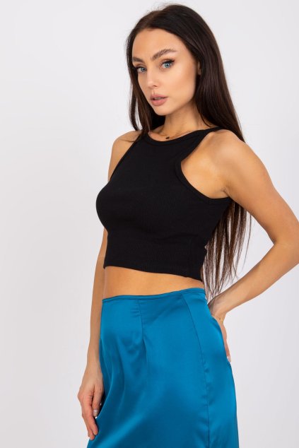 Žebrovaný crop top Colette černý