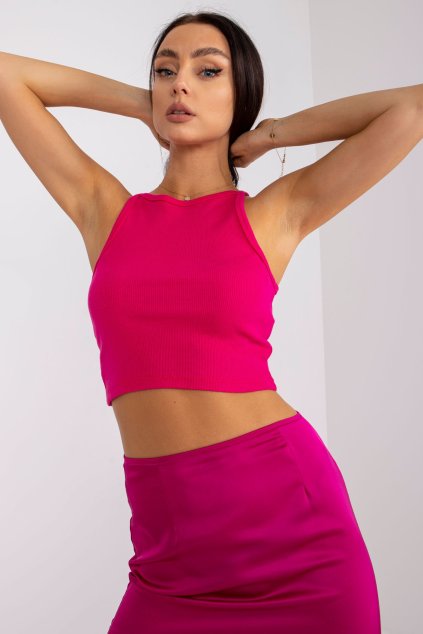 Žebrovaný crop top Colette fuchsiový