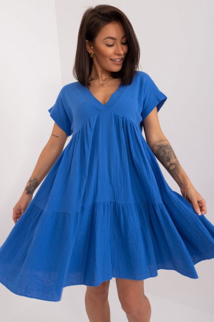 Mušelínové šaty Alexis modré