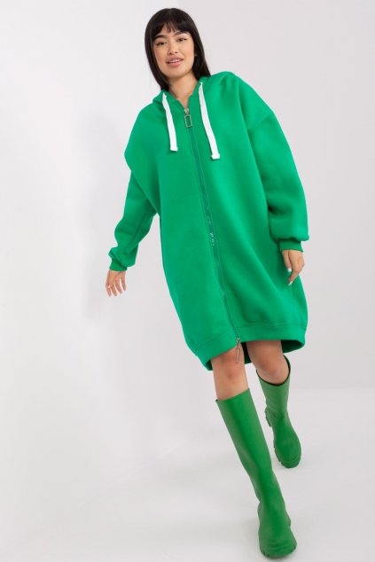 Oversize mikinové šaty zelené