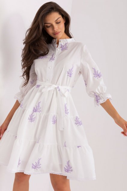 Bavlněné šaty Jovita bílo-fialové