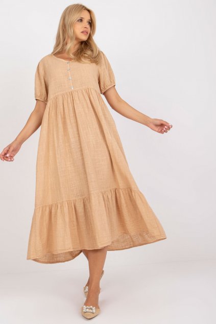 Bavlněné šaty Erina camel