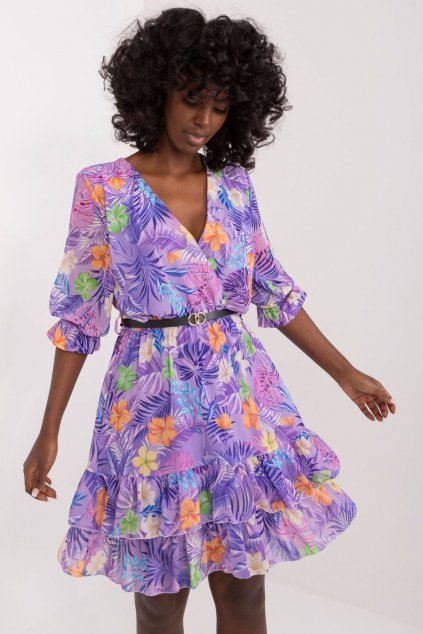 Květované šaty Loanna fialové