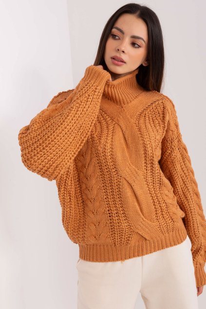 Oversize pletený svetr camel